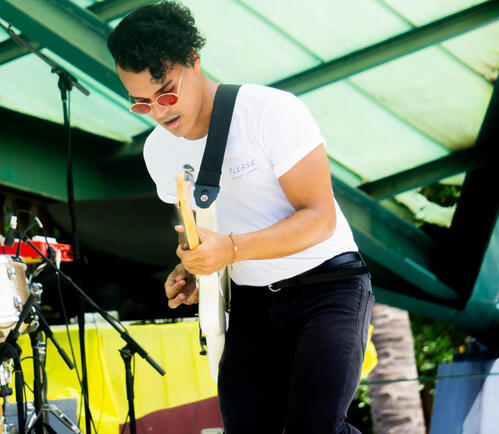 A lead guitarist thrumming away.